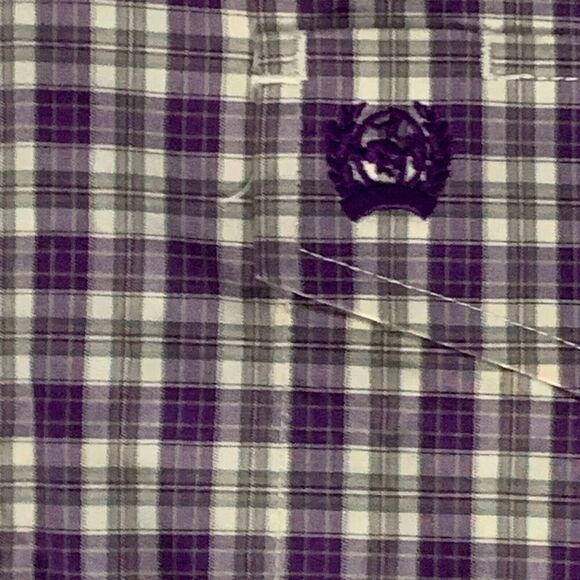 Cinch Shirt Mens Medium Purple White Plaid Button Down Cowboy Western Rodeo - Picture 7 of 16